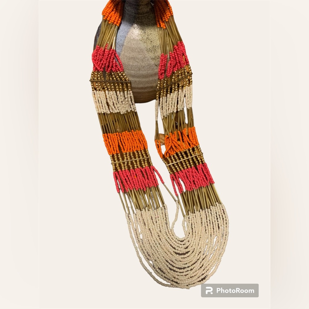 Vintage‎ multicolor beaded necklace Ten Strand 12”